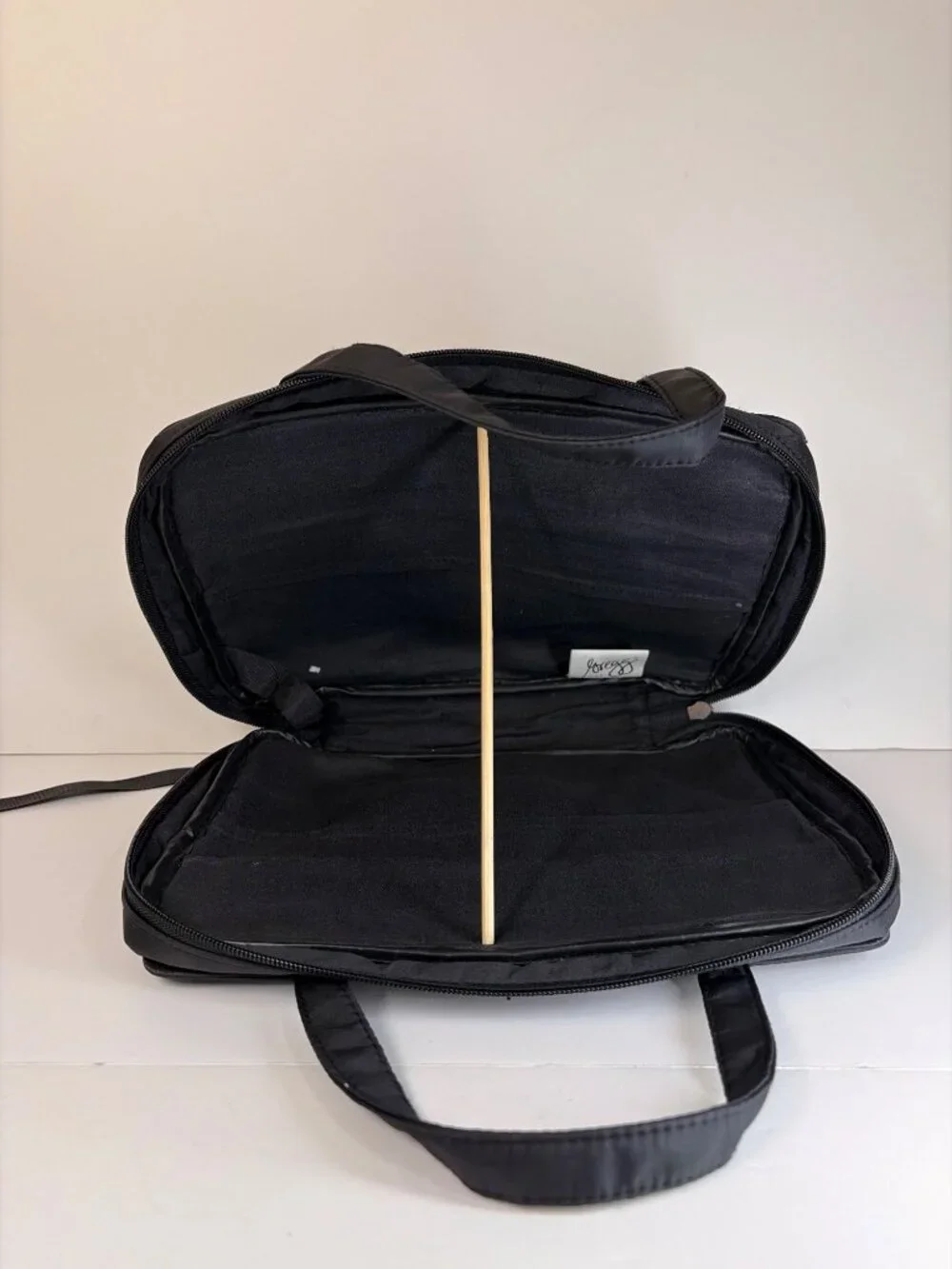 Women's Black Quilted Cosmetic Toiletry Travel Bag Organizer Double Handled